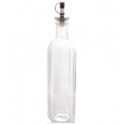 Garrafa 510ml para Azeite de Vidro com Tampa Plástica Preta 